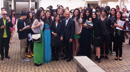 Jimmy Choo with students